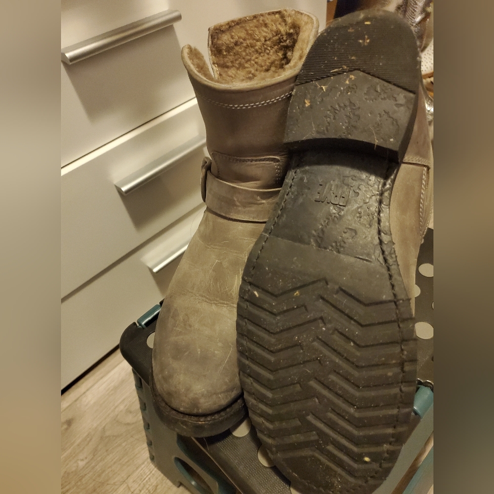 Frye Grey Ankle Boots with Chevron Tread